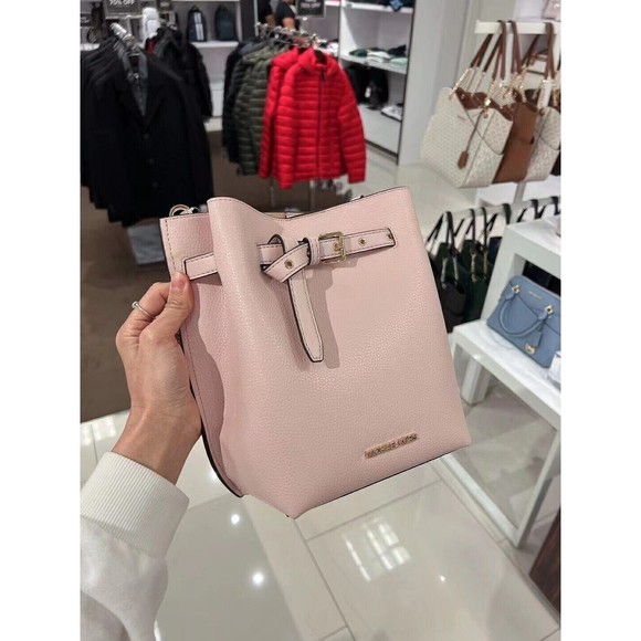 MICHAEL KORS EMILIA Small Bucket Messenger Powder Blush Pink Leather NWT $348 - Picture 9 of 12
